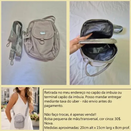 Bolsa pequena transversal cinza nova