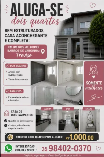 Vagas de quarto individual em uma casa bairro Treviso