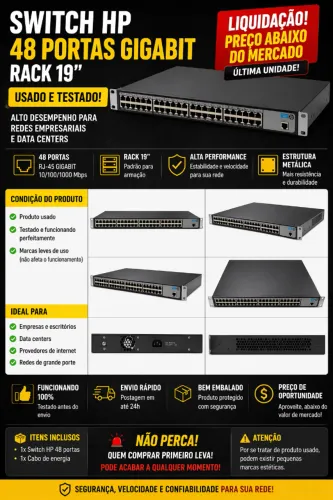 Switch HP 48 Portas Gigabit - Usado (Ótimo Estado)