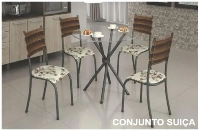Conjunto Mesa Suíça Tubular com 04 cadeiras **nova embalada**