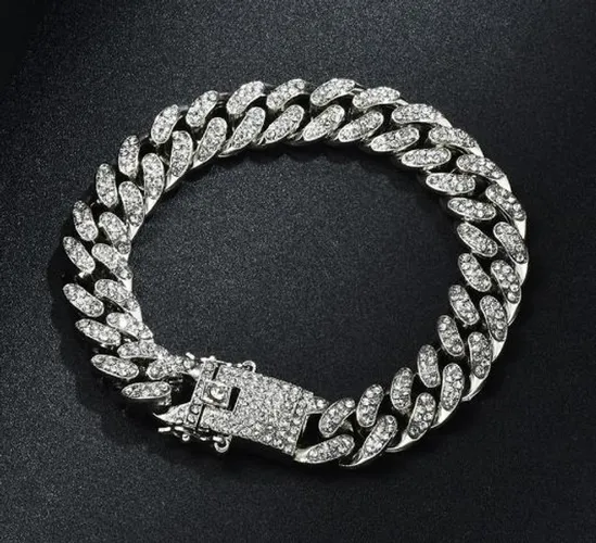 Pulseira Cravejada Ice / Moda Masculina / Feminino / Trap / Brilhante / Luxo / Bracelete