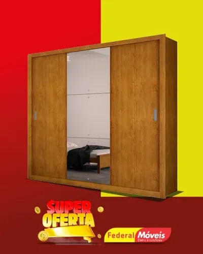 Guarda Roupa 3 Portas 4 Gavetas Espelho Direto da Fabrica Fazemos Entrega
