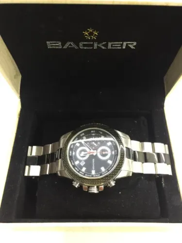 Relógio backer masculino-aço inoxidável