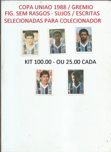 figurinhas gremio copa 1988 - varios jogadores - preços cada foto ou o kit