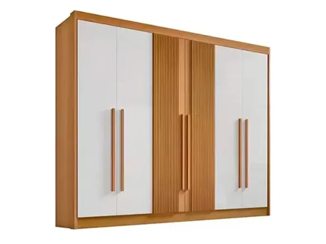 Guarda-Roupa Ripado 6 Portas Cinamomo/Off White 100%MDF a654