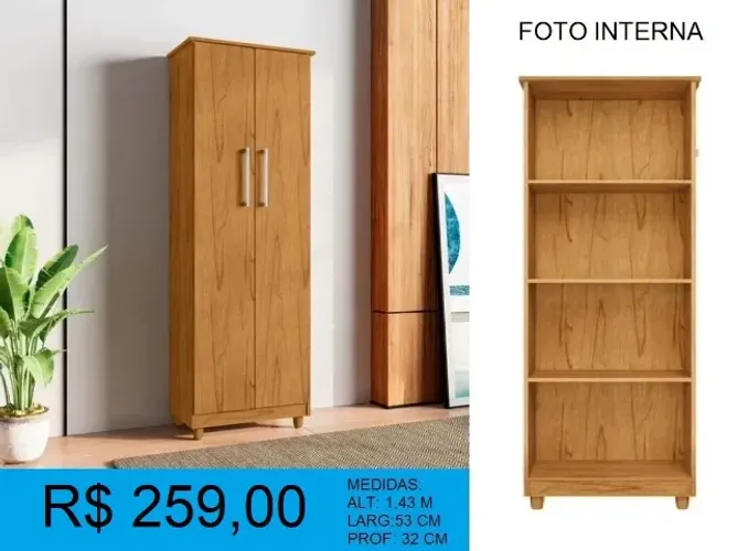 Armario multi funcional duas portas - entrega e montagem gratuita 