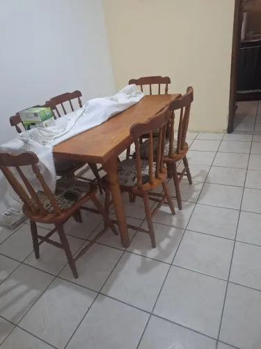 Mesa de jantar madeira pura 6 cadeiras