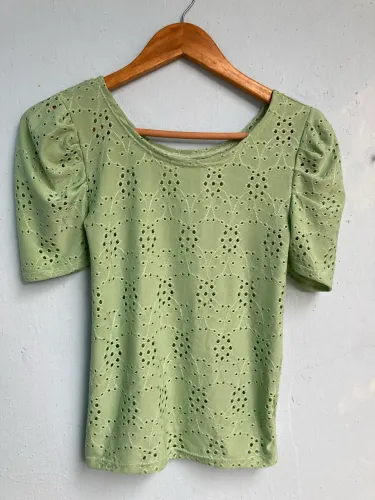 Blusa Feminina Verde Claro, Tam P(Nova)