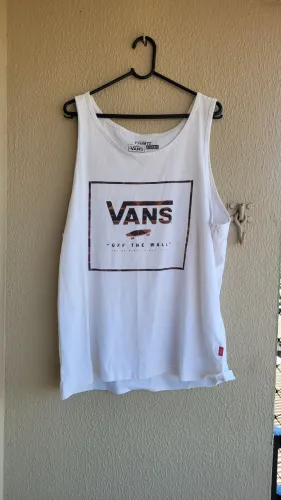 Regata Vans Classic Branca - Estampa Skate "Off The Wall" - Tamanho M