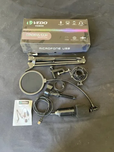 Microfone USB Condensador Vedo VD800 Completo