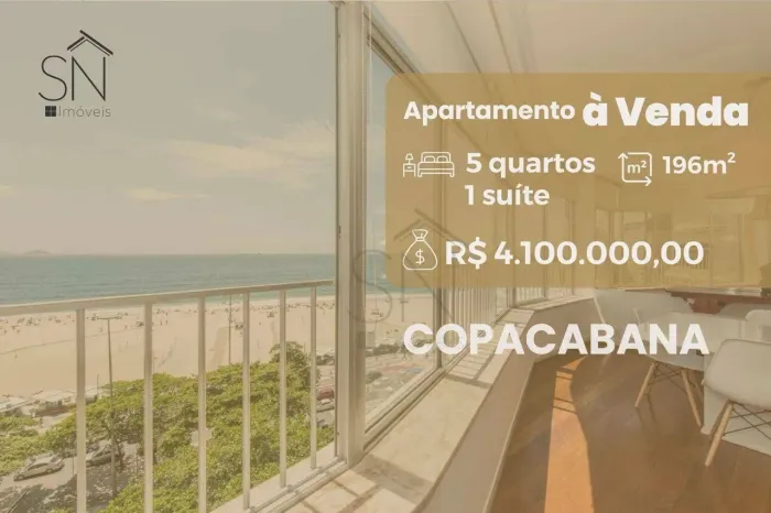 Frontal mar: Apartamento com 4 dormitórios à venda, 196 m² por R$ 4.100.000 - Copacabana -