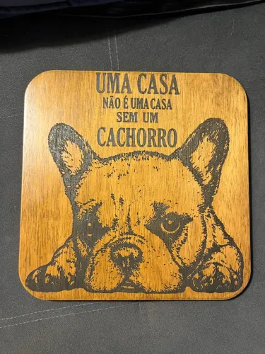 Quadro de madeira Bulldog francês 