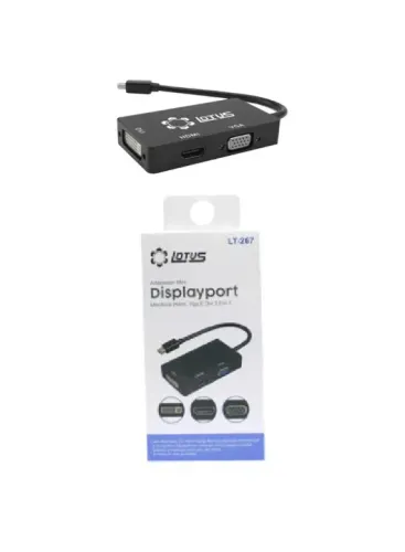 CABO ADAPTADOR CONVERSOR MINI DISPLAY PORT PARA VGA / HDMI / DVI LOTUS LT-267
