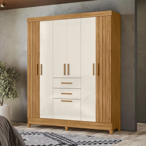 Guarda-Roupa Moderno 6 Portas com Design ripado