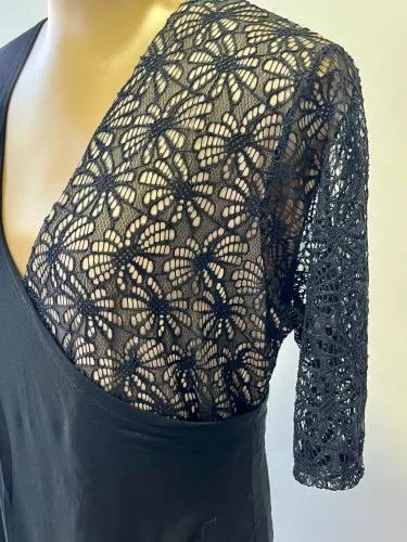 Vestido festa malha com renda preto tam M/G