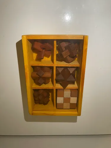 6 quebra cabeça kong ming de madeira