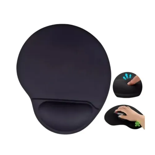 Mousepad com Apoio de Pulso Gel Antiderrapante Conforto Trabalho Jogo Computador - Preto