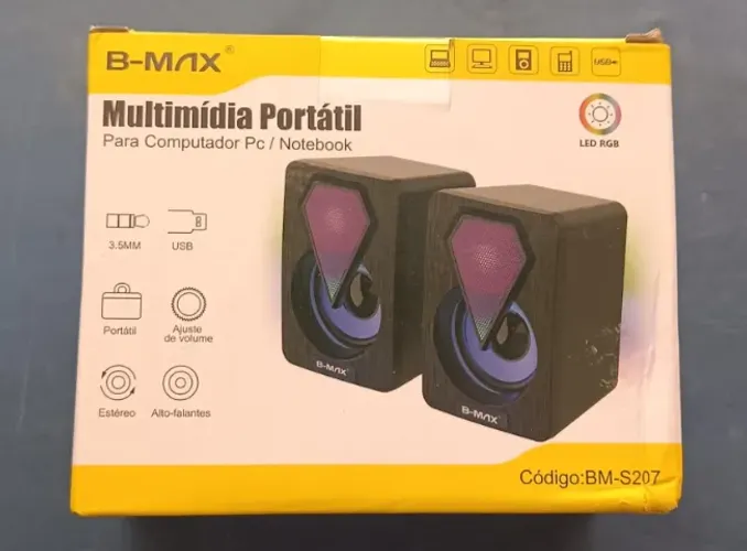 CAIXA DE SOM LED RGB B-MAX PC/NOTEBOOK