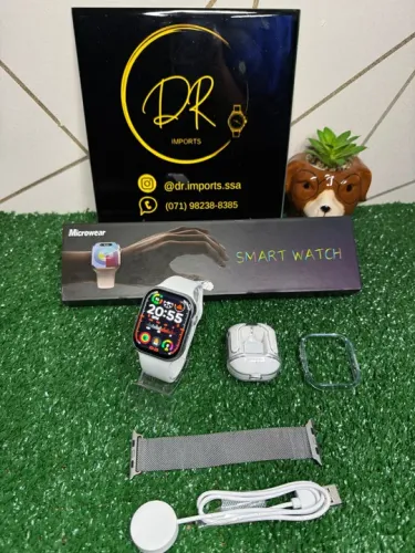 Smartwatch w29s Series 7 - Brinde Pulseira metálica, fone de ouvido sem fio e Case.