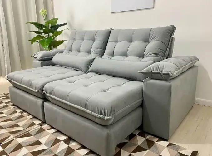 Direto da Fábrica Sofá 2,0m Retrátil e Reclinável com Pillow 20 e almofadas nos braços!