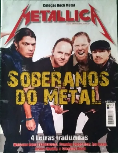 Poster revista do Metallica com fotos, letras e curiosidades - Soberanos do Metal