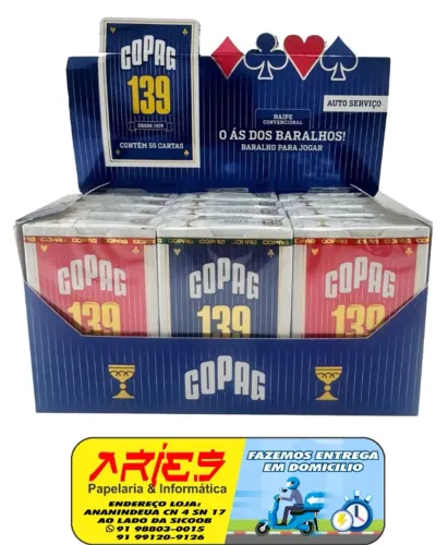 CAIXA COM 12 BARALHOS 139 COPAG 6 AZUL 6 VERMELHO