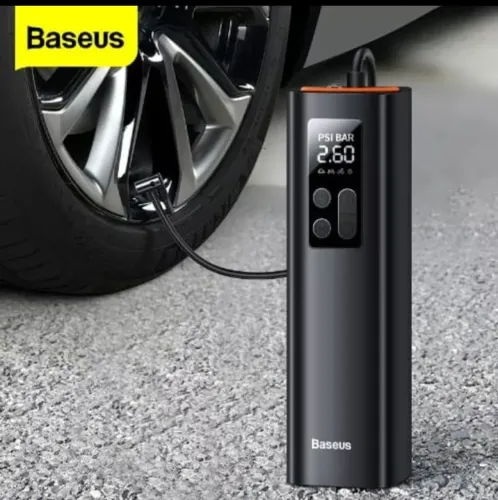 Compressor Baseus Bomba Calibrador De Ar Portátil Carro Bike Moto Cor Preto 12 volts