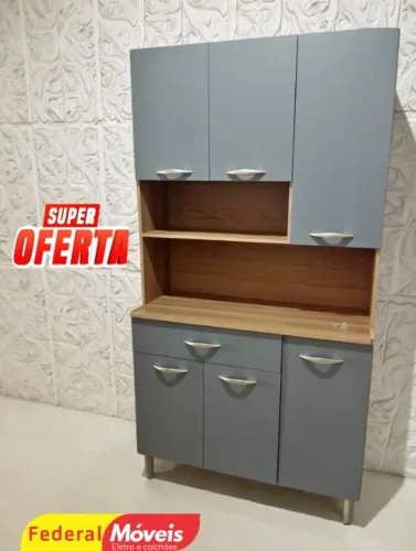 ARMARIO DE COZINHA CINZA 90CM MEGA OFERTA 