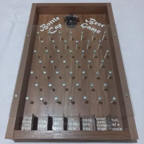 Quadro Game Decorativo, Abridor Garrafas e Jogo Tampinhas Cerveja