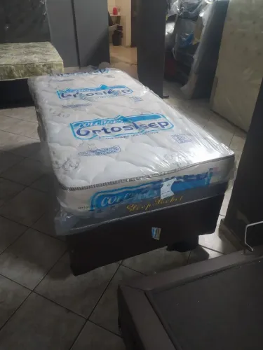 Cama solteiro box e colchão molas ensacadas 