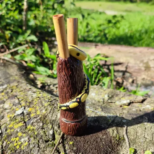 Kuripe Circular com Porta Rapé Personalizado - Jibóia - Animal de Poder