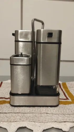 Conjunto porta temperos em aço inox