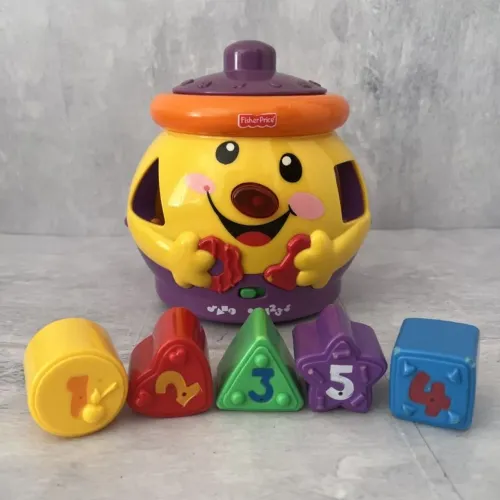 Brinquedo potinho de formas números fisher price educativo pote biscoitos bolachinha
