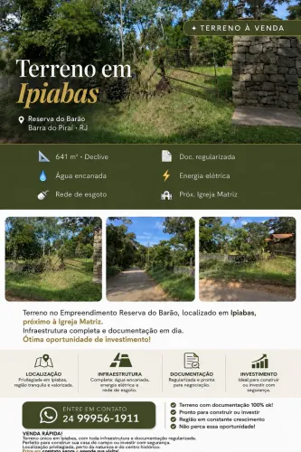 TERRENO À VENDA EM IPIABAS - RESERVA DO BARÃO ?