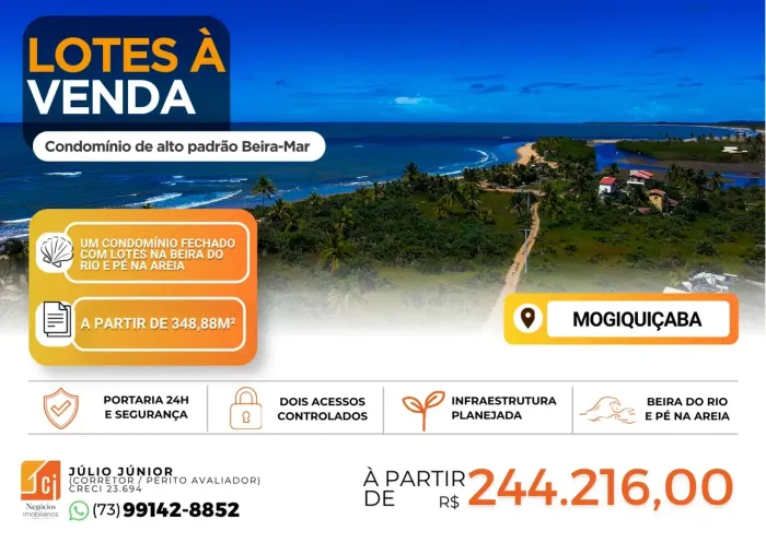 Lotes em Condomínio de Alto Padrão Beira-Mar em Mogiquiçaba/BA