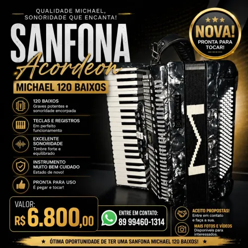 Sanfona acordeon michael 120 baixos