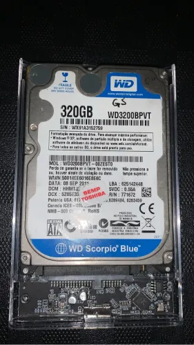 HD de 320GB de 5400RPM da WD Scorpio (Blue)
