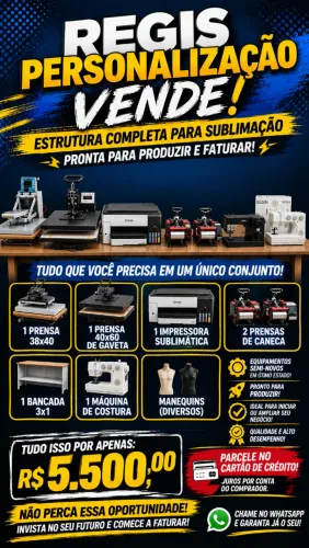 Regis Personalização Vende estrutura Completa para Sublimação