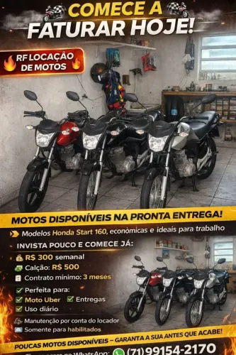 Motos disponíveis para aluguel
