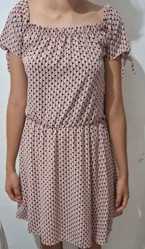 Vestido rosa com bolinhas tamanho P e M