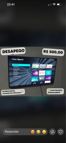 Tv 32 polegadas Philco com pequena reparação na tela