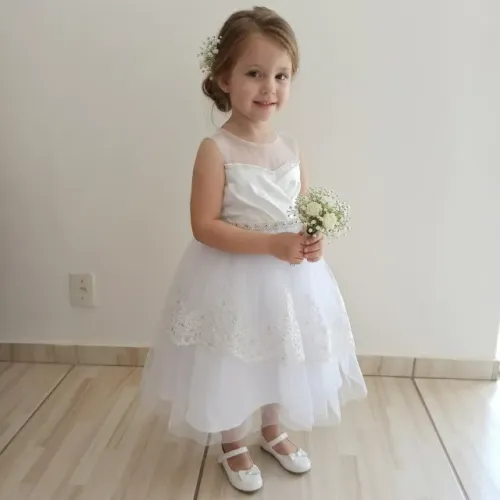 Vestido de Dama de Honra / Festa Infantil - 2 anos (Branco)