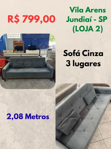 Sofá Cinza 3 lugares 