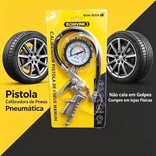Calibrador e Inflador de Pneus Pneumatico Manometro COD: 0169