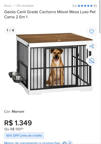 Gaiola Canil cachorro grande luxo mesa e cama 