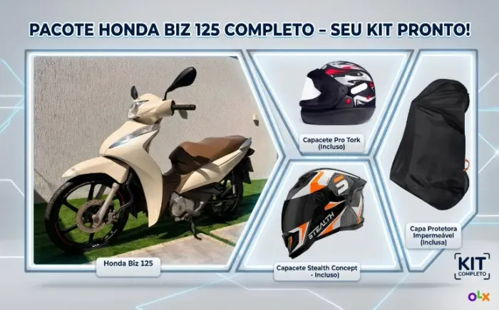 Honda Biz 125 EX 2019 + 2 Capacetes + Capa protetora