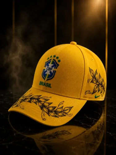 Boné Amarelo Brasil Copa do Mundo Personalizado 