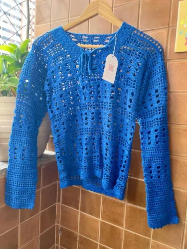 Casaco de crochê linda de algodão