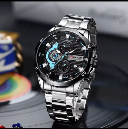 Relógio Cronógrafo Curren Prateado 