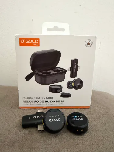 Microfone de lapela duplo A?Gold 2 em 1